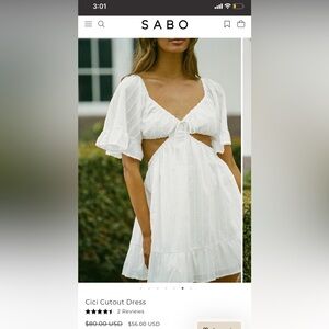 Sabo skirt cici cut out mini white dress - XS